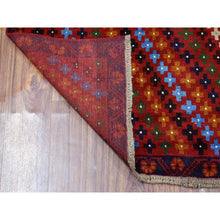 Load image into Gallery viewer, 3&#39;5&quot;x5&#39; Red All Over Design Colorful Afghan Baluch Hand Knotted Pure Wool Oriental Rug FWR319698