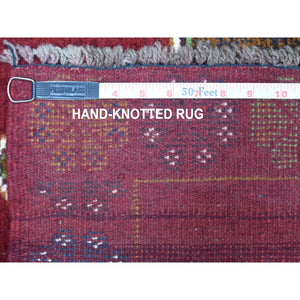 3'7"x4'10" Red Colorful Afghan Baluch Tribal Design Hand Knotted Pure Wool Oriental Rug FWR319710