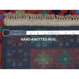 3'3"x4'9" Red All Over Design Colorful Afghan Baluch Hand Knotted Pure Wool Oriental Rug FWR319734