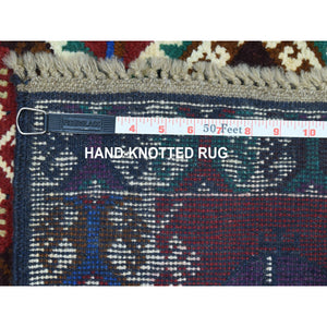 3'3"x4'9" Red Colorful Afghan Baluch Geometric Design Hand Knotted Pure Wool Oriental Rug FWR319740