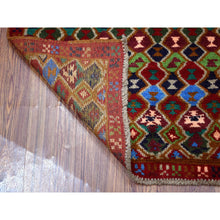 Load image into Gallery viewer, 3&#39;3&quot;x5&#39; Red Colorful Afghan Baluch All Over Design Hand Knotted Pure Wool Oriental Rug FWR319752