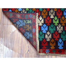 Load image into Gallery viewer, 3&#39;5&quot;x4&#39;8&quot; Red Tribal Design Colorful Afghan Baluch Hand Knotted Pure Wool Oriental Rug FWR319758