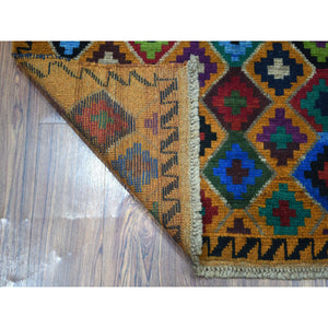 3'4"x4'8" Brown Tribal Design Colorful Afghan Baluch 100% Wool Hand Knotted Oriental Rug FWR319770