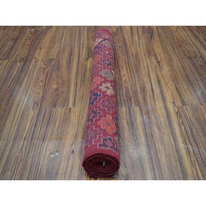 3'1"x4'10" Red All Over Design Colorful Afghan Baluch Hand Knotted Pure Wool Oriental Rug FWR319794