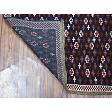 Load image into Gallery viewer, 3&#39;4&quot;x4&#39;6&quot; Blue All Over Design Colorful Afghan Baluch Pure Wool Hand Knotted Rug FWR319800