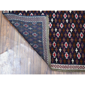 3'4"x4'6" Blue All Over Design Colorful Afghan Baluch Pure Wool Hand Knotted Rug FWR319800