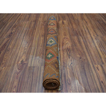 Load image into Gallery viewer, 3&#39;5&quot;x4&#39;10&quot; Brown Geometric Design Colorful Afghan Baluch Pure Wool Hand Knotted Oriental Rug FWR319806