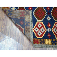 Load image into Gallery viewer, 3&#39;8&quot;x5&#39;9&quot; Blue Colorful Afghan Baluch Tribal Deisgn Pure Wool Hand Knotted Oriental Rug FWR319836