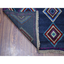 Load image into Gallery viewer, 4&#39;2&quot;x5&#39;7&quot; Blue Colorful Afghan Baluch Geometric Design Hand Knotted Pure Wool Oriental Rug FWR319854