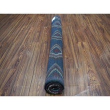 Load image into Gallery viewer, 4&#39;2&quot;x5&#39;7&quot; Blue Colorful Afghan Baluch Geometric Design Hand Knotted Pure Wool Oriental Rug FWR319854