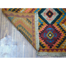 Load image into Gallery viewer, 3&#39;9&quot;x6&#39;3&quot; Orange Colorful Afghan Baluch Geometric Design Hand Knotted Pure Wool Oriental Rug FWR319908