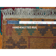 Load image into Gallery viewer, 6&#39;x7&#39;10&quot; Orange Geometric Design Colorful Afghan Baluch Hand Knotted Pure Wool Oriental Rug FWR319986