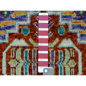 4'10"x6'6" Red Colorful Afghan Baluch Hand Knotted Tribal Design Pure Wool Oriental Rug FWR320004