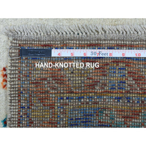5'x6'7" Ivory Tribal Design Colorful Afghan Baluch Hand Knotted Pure Wool Oriental Rug FWR320022