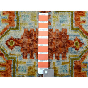 5'8"x7'9" Orange Colorful Afghan Baluch Hand Knotted Tribal Design Pure Wool Oriental Rug FWR320040