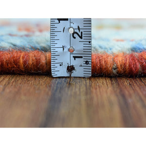 5'8"x7'9" Orange Colorful Afghan Baluch Hand Knotted Tribal Design Pure Wool Oriental Rug FWR320040
