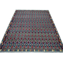 Load image into Gallery viewer, 6&#39;2&quot;x7&#39;3&quot; Gray Tribal Design Colorful Afghan Baluch Hand Knotted Pure Wool Oriental Rug FWR320082