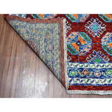 Load image into Gallery viewer, 6&#39;9&quot;x8&#39;7&quot; Red Elephant Feet Design Colorful Afghan Baluch Hand Knotted Pure Wool Oriental Rug FWR320088