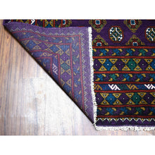 Load image into Gallery viewer, 6&#39;7&quot;x9&#39;4&quot; Purple Colorful Afghan Baluch Hand Knotted Tribal Design Pure Wool Oriental Rug FWR320094