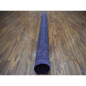6'7"x9'4" Purple Colorful Afghan Baluch Hand Knotted Tribal Design Pure Wool Oriental Rug FWR320094