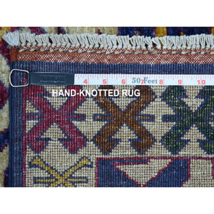 6'x8'10" Afghan Ersari With Large Repetitive Colorful Symbols Hand Knotted Oriental Rug FWR320832