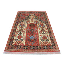 Load image into Gallery viewer, 5&#39;x6&#39;9&quot; Red Prayer Design Afghan Ersari Hand Knotted Pure Wool Oriental Rug FWR320862