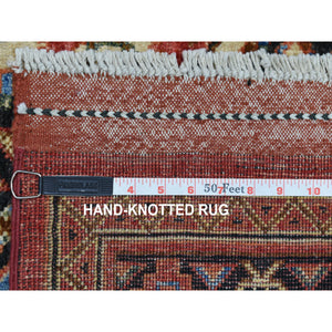 5'x6'9" Red Prayer Design Afghan Ersari Hand Knotted Pure Wool Oriental Rug FWR320862