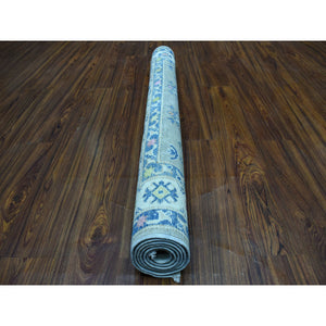 3'10"x5'5" Colorful Gray Fusion Kazak Pure Wool Geometric Design Hand Knotted Oriental Rug FWR321090