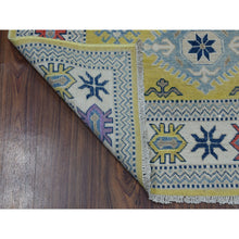 Load image into Gallery viewer, 4&#39;x6&#39;4&quot; Colorful Yellow Fusion Kazak Pure Wool Hand Knotted Oriental Rug FWR321168
