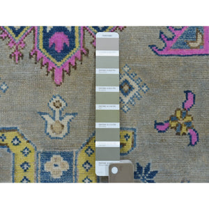 3'4"x4'10" Colorful Gray Fusion Kazak Pure Wool Geometric Design Hand Knotted Oriental Rug FWR322728
