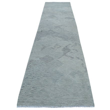 Load image into Gallery viewer, 3&#39;1&quot;x14&#39; Gray Shades Flat Weave Kilim Pure Wool Hand Woven Runner Oriental Rug FWR322914