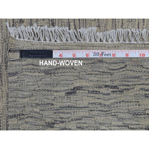 3'1"x14' Gray Shades Flat Weave Kilim Pure Wool Hand Woven Runner Oriental Rug FWR322914