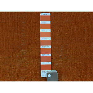 6'4"x9'9" Orange Shades Flat Weave Kilim Pure Wool Hand Woven Oriental Rug FWR323082