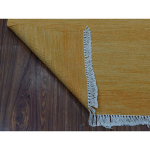 2'4"x6'5" Gold Shades Flat Weave Kilim Pure Wool Hand Woven Runner Oriental Rug FWR323118