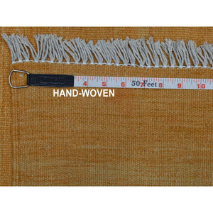 2'4"x6'5" Gold Shades Flat Weave Kilim Pure Wool Hand Woven Runner Oriental Rug FWR323118