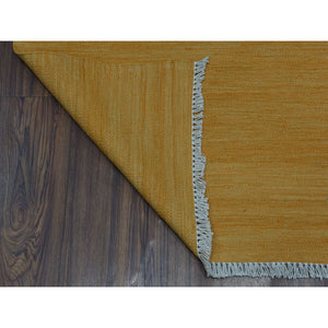 2'4"x6'4" Gold Shades Flat Weave Kilim Pure Wool Hand Woven Runner Oriental Rug FWR323130