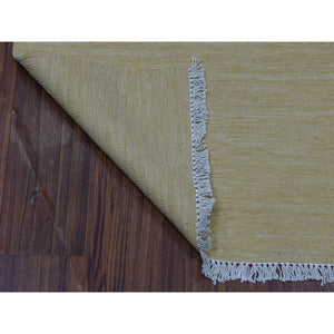 2'2"x6'2" Beige Shades Flat Weave Kilim Pure Wool Hand Woven Runner Rug FWR323160