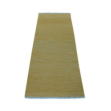 Load image into Gallery viewer, 2&#39;4&quot;x6&#39;4&quot; Gold Shades Flat Weave Kilim Pure Wool Hand Woven Runner Oriental Rug FWR323166