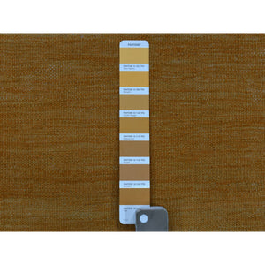 2'4"x6'4" Gold Shades Flat Weave Kilim Pure Wool Hand Woven Runner Oriental Rug FWR323166