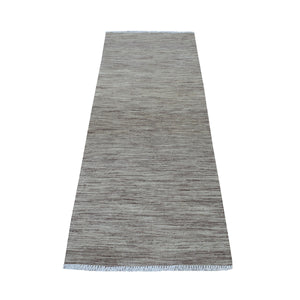 2'6"x6'5" Brown Shades Flat Weave Kilim Pure Wool Hand Woven Runner Oriental Rug FWR323196
