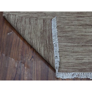 2'6"x6'5" Brown Shades Flat Weave Kilim Pure Wool Hand Woven Runner Oriental Rug FWR323196