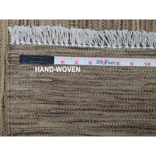 Load image into Gallery viewer, 2&#39;6&quot;x6&#39;5&quot; Brown Shades Flat Weave Kilim Pure Wool Hand Woven Runner Oriental Rug FWR323196