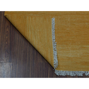 2'6"x6'8" Gold Shades Flat Weave Kilim Pure Wool Hand Woven Runner Oriental Rug FWR323202