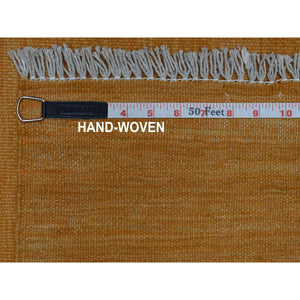 2'6"x6'8" Gold Shades Flat Weave Kilim Pure Wool Hand Woven Runner Oriental Rug FWR323202