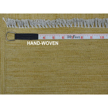 Load image into Gallery viewer, 2&#39;6&quot;x6&#39;3&quot; Yellow Shades Flat Weave Kilim Pure Wool Hand Woven Runner Rug FWR323220
