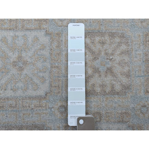4'1"x6'1" White Wash Peshawar Mahal Design Pure Wool Hand Knotted Oriental Rug FWR323568
