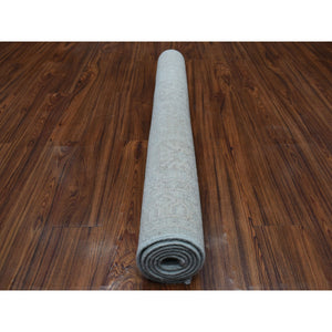 4'1"x6'1" White Wash Peshawar Mahal Design Pure Wool Hand Knotted Oriental Rug FWR323568