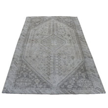 Load image into Gallery viewer, 4&#39;10&quot;x7&#39;3&quot; Vintage And Worn Down Distressed Colors Persian Qashqai Distressed Hand Knotted Bohemian Rug FWR324174