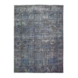 6'9"x9'3" Vintage And Worn Down Distressed Colors Persian Shiraz Distressed Hand Knotted Bohemian Rug FWR324192