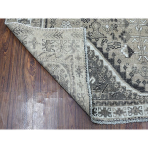 6'4"x9'1" Vintage And Worn Down Distressed Colors Persian Qashqai Distressed Hand Knotted Bohemian Rug FWR324768